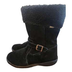 Merrell Mimosa Harvest waterproof kids sz 4 black warm boots suede leather